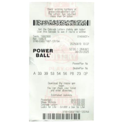 Powerball ticket Aug 20