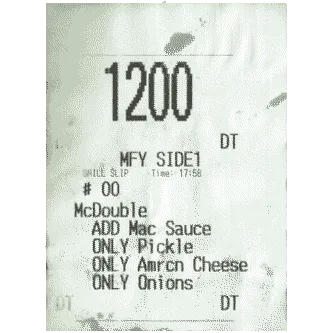 McDouble Order Number 00