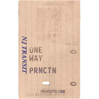 NJ Transit ticket